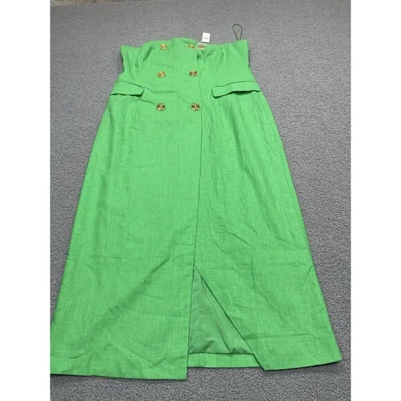 Anthropologie Mare Mare Midi Dress Green Strapless Trench Preppy Retro Sz XL NWT - Picture 2 of 12